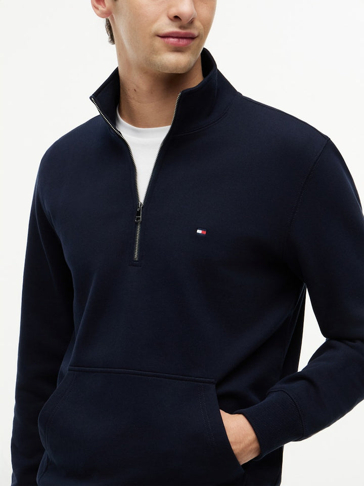 TOMMY HILFIGER ESS TERRY NEW 1/4 ZIP - NAVY