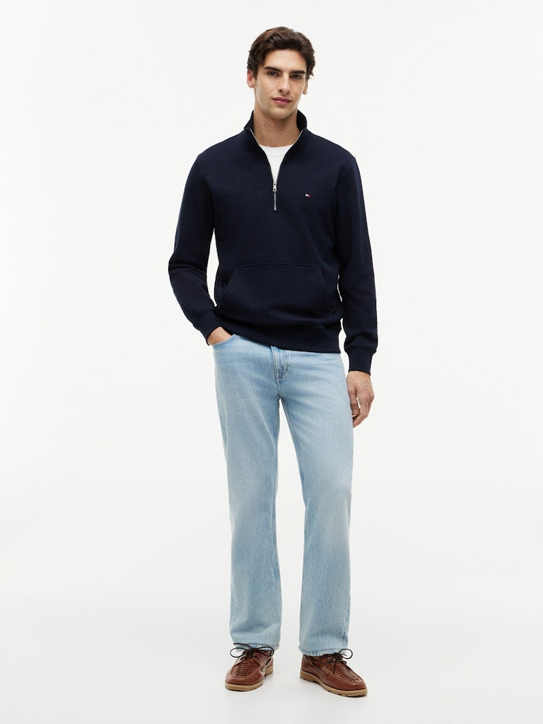 TOMMY HILFIGER ESS TERRY NEW 1/4 ZIP - NAVY