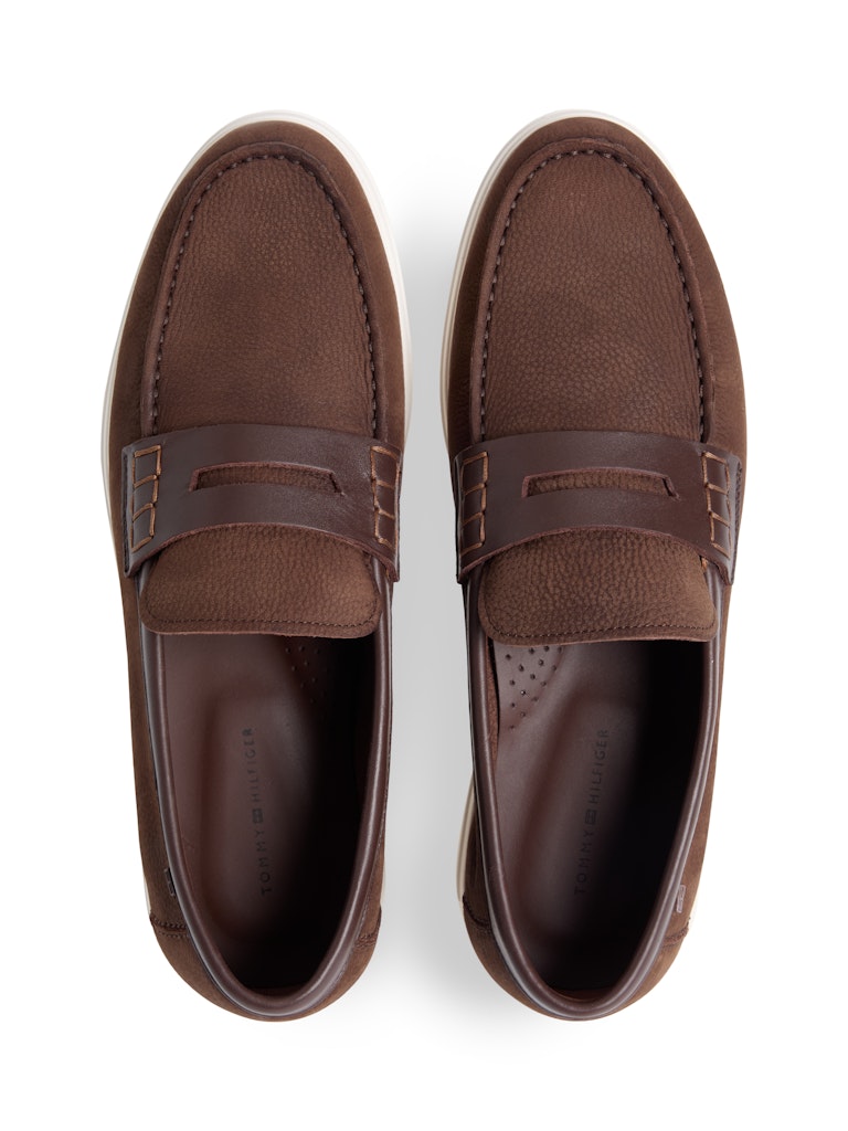 TOMMY HILFIGER MIX NUBUCK LOAFER - LEGACY BROWN