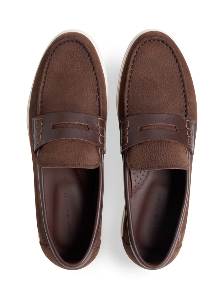 TOMMY HILFIGER MIX NUBUCK LOAFER - LEGACY BROWN