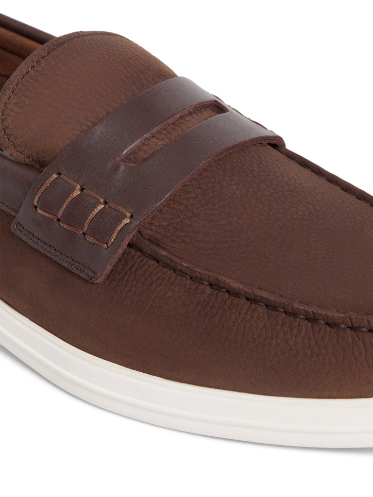 TOMMY HILFIGER MIX NUBUCK LOAFER - LEGACY BROWN
