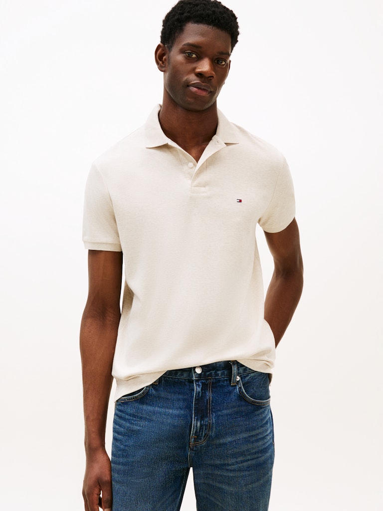 TOMMY HILFIGER LIQUID COTTON REG SEASONAL POLO - OATMILK HEATHER