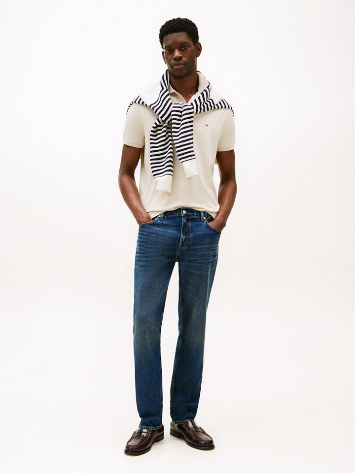 TOMMY HILFIGER LIQUID COTTON REG SEASONAL POLO - OATMILK HEATHER
