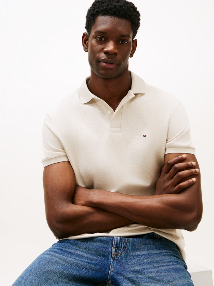 TOMMY HILFIGER LIQUID COTTON REG SEASONAL POLO - OATMILK HEATHER