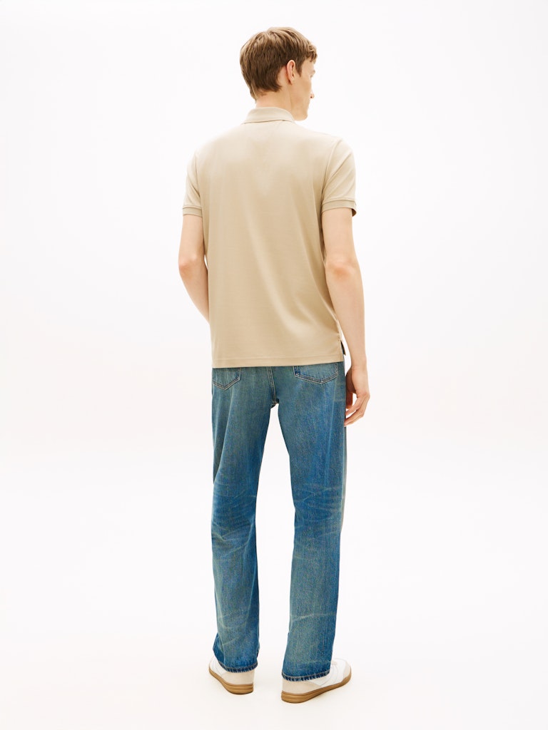 TOMMY HILFIGER INTERLOCK ZIP REG POLO - SANDALWOOD