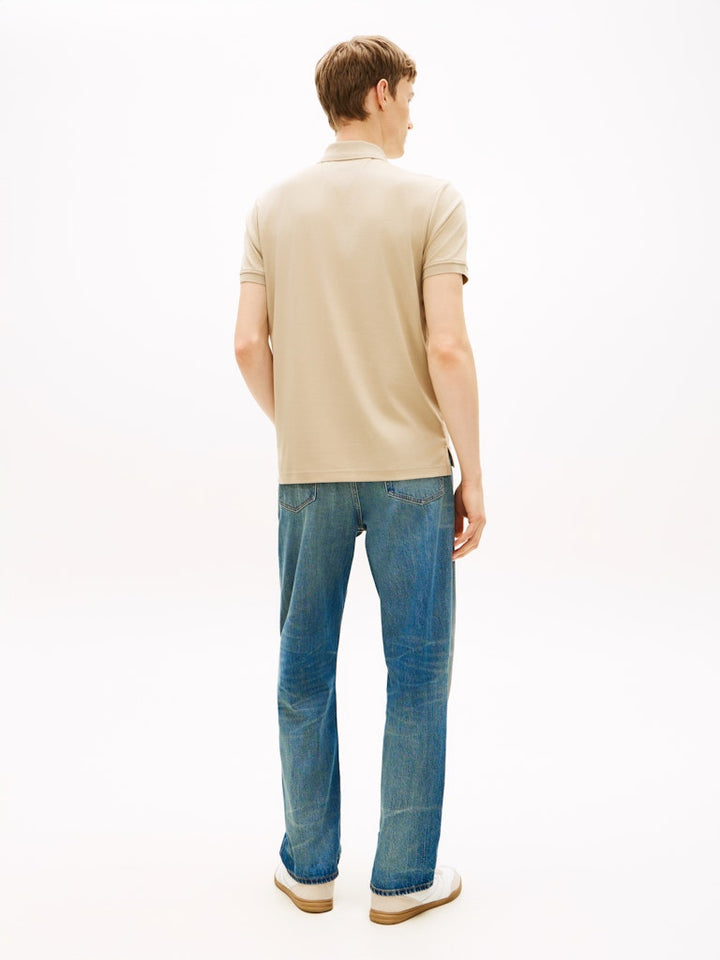 TOMMY HILFIGER INTERLOCK ZIP REG POLO - SANDALWOOD