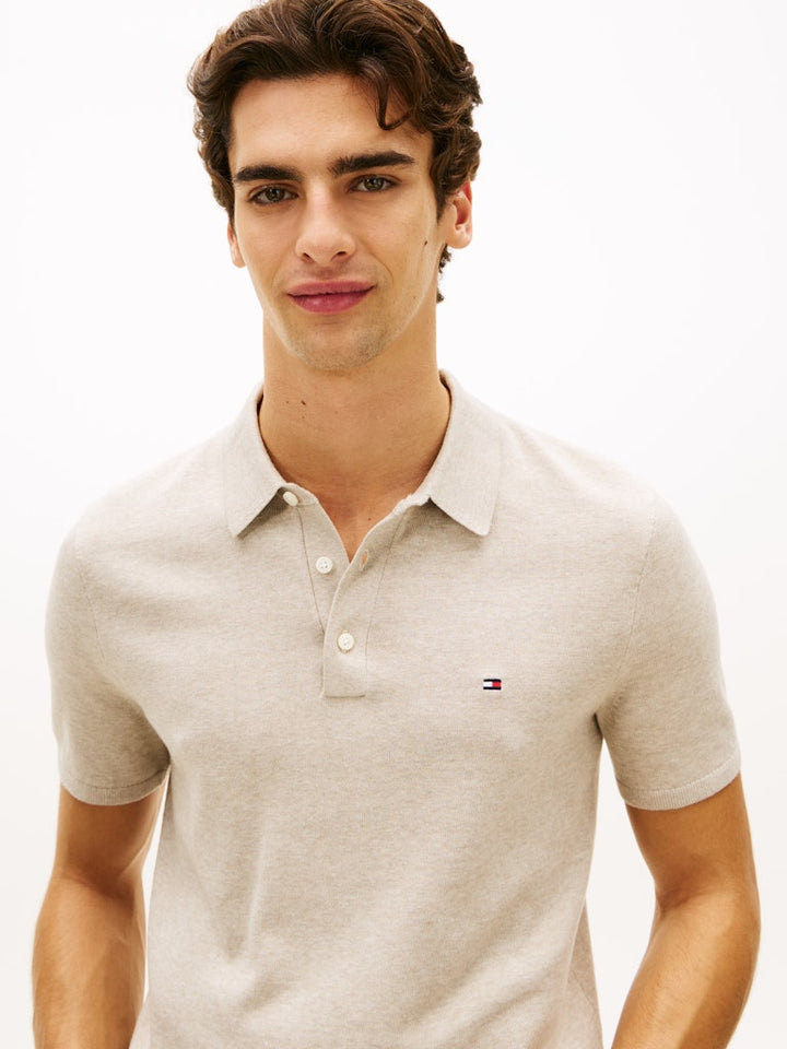 TOMMY HILFIGER ESS COTTON KNITTED POLO - SANDALWOOD