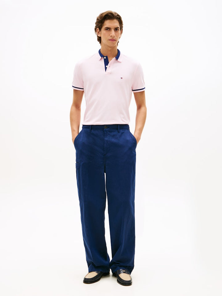 TOMMY HILFIGER CONTRAST COLLAR BLOCK REG POLO - PINK LILY