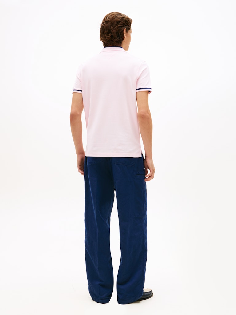 TOMMY HILFIGER CONTRAST COLLAR BLOCK REG POLO - PINK LILY