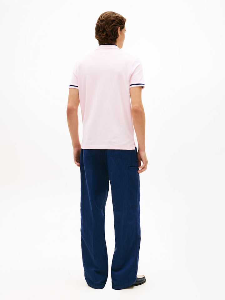 TOMMY HILFIGER CONTRAST COLLAR BLOCK REG POLO - PINK LILY