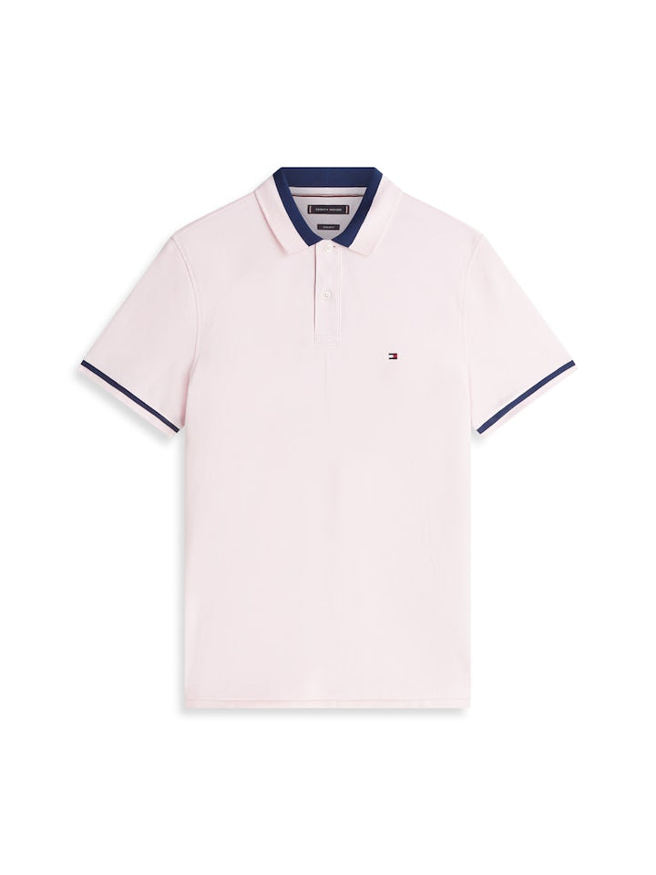 TOMMY HILFIGER CONTRAST COLLAR BLOCK REG POLO - PINK LILY