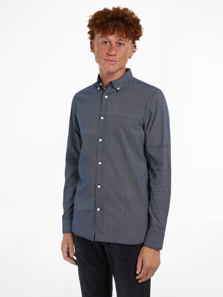 TH FLEX MICRO FOULARD SF SHIRT - NAVY/WHITE