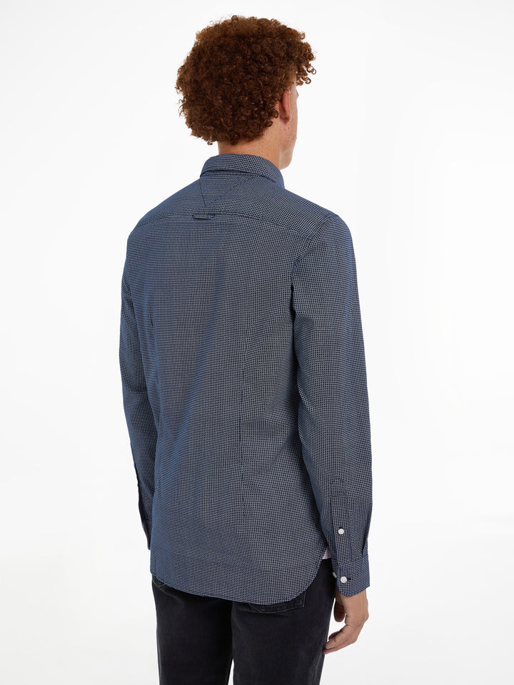 TH FLEX MICRO FOULARD SF SHIRT - NAVY/WHITE