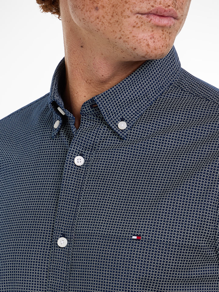 TH FLEX MICRO FOULARD SF SHIRT - NAVY/WHITE