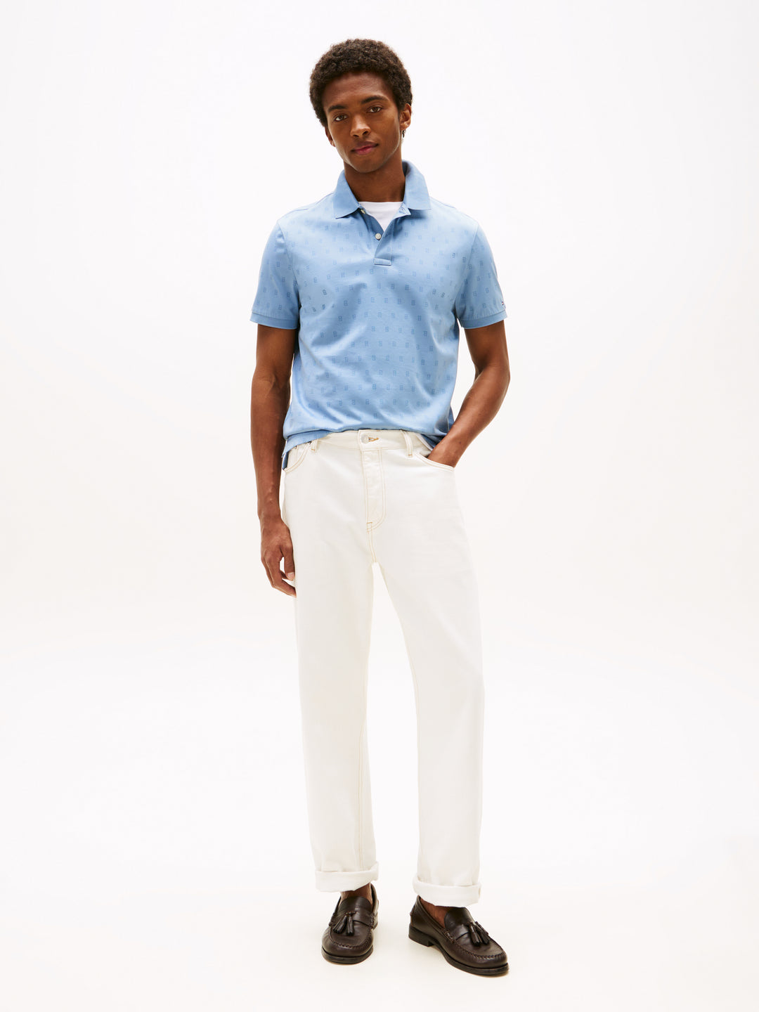 TH AOP INTERLOCK REG POLO - BREEZY BLUE