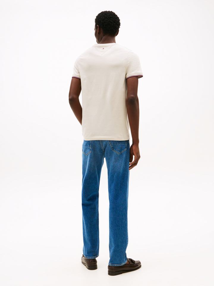 TH TOMMY LOGO TIPPED TEE - NEWSPRINT