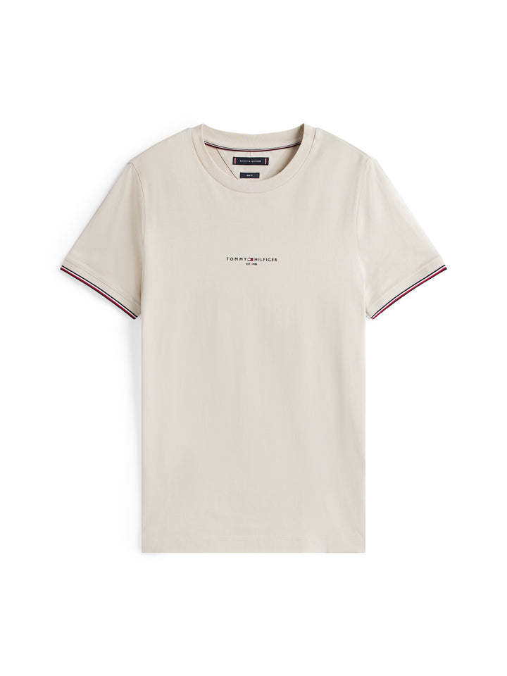 TH TOMMY LOGO TIPPED TEE - NEWSPRINT