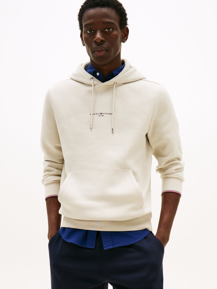 TH TOMMY LOGO TIPPED HOODY - NEWSPRINT