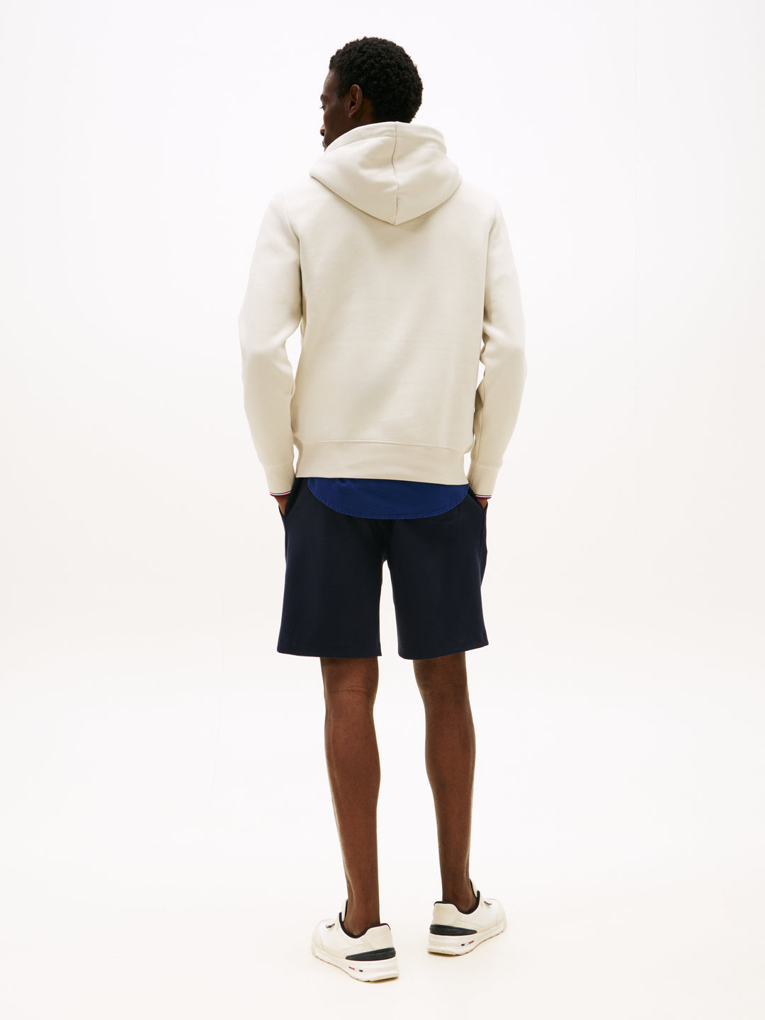 TH TOMMY LOGO TIPPED HOODY - NEWSPRINT