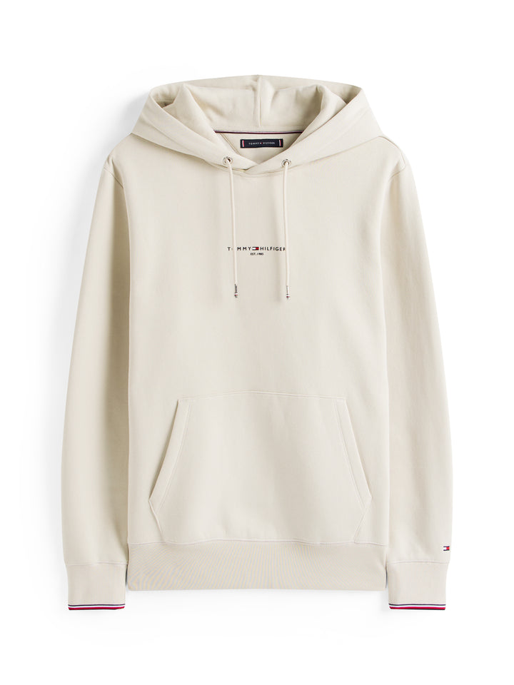 TH TOMMY LOGO TIPPED HOODY - NEWSPRINT
