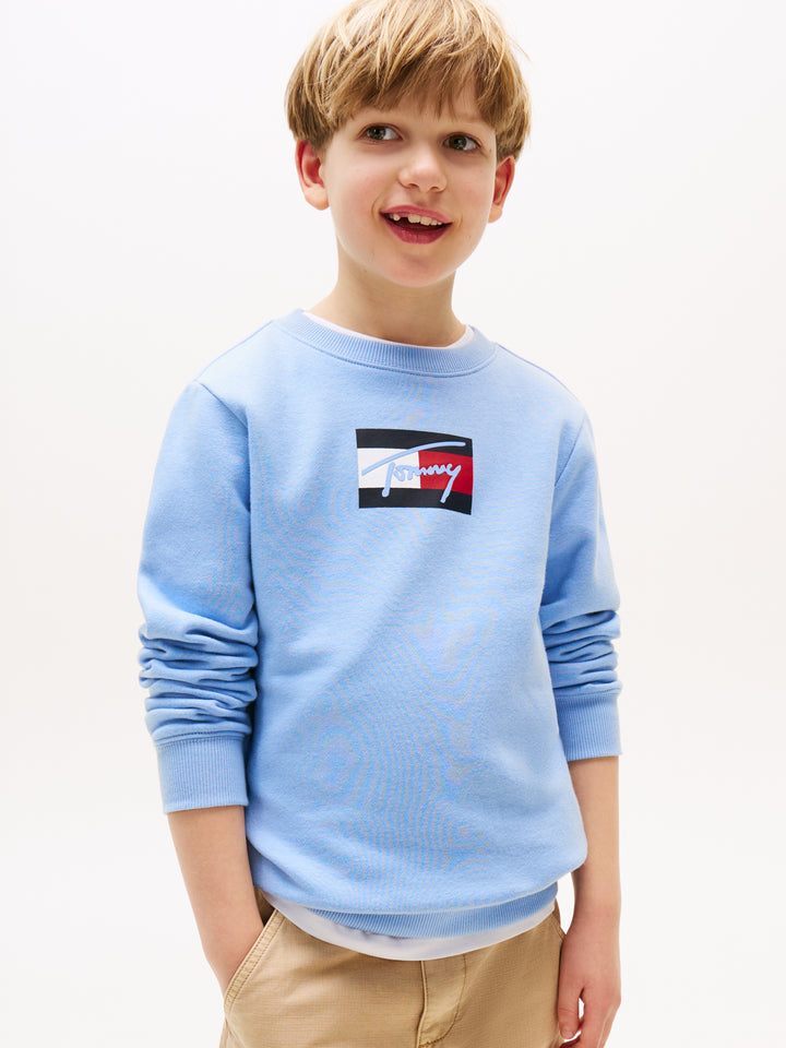 TH BOYS TOMMY SCRIPT FLAG SWEAT - CLOUDY