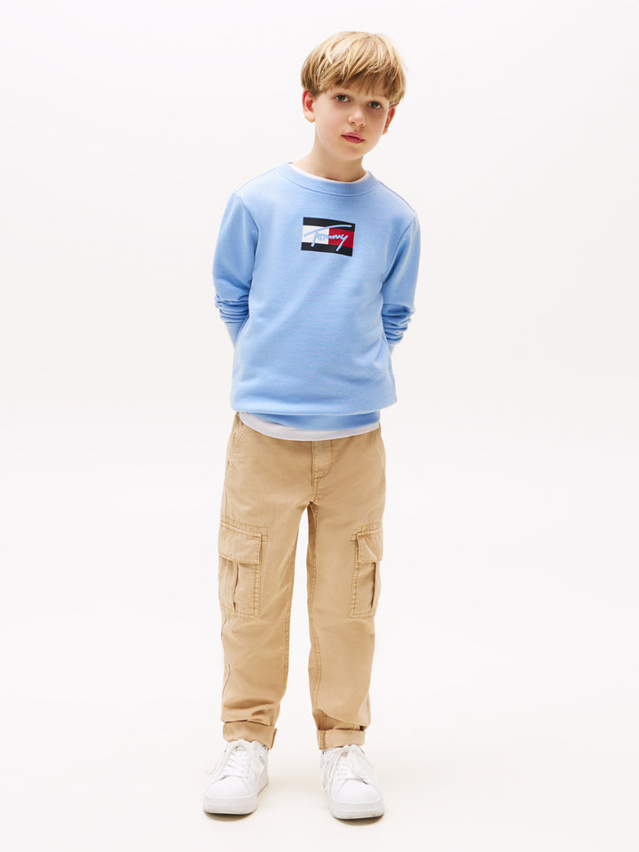 TH BOYS TOMMY SCRIPT FLAG SWEAT - CLOUDY