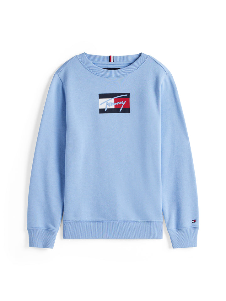 TH BOYS TOMMY SCRIPT FLAG SWEAT - CLOUDY