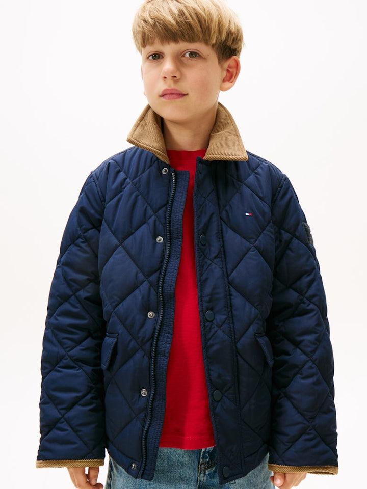 TH BOYS CONTRAST COLLAR QUILTED JACKET