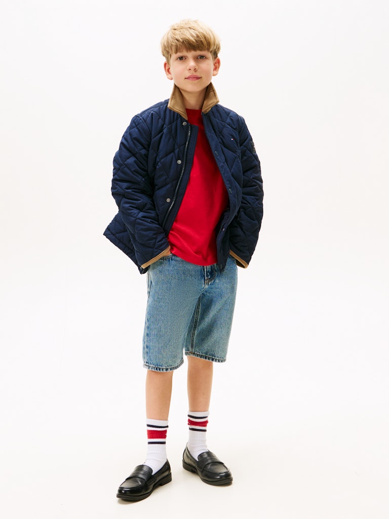 TH BOYS CONTRAST COLLAR QUILTED JACKET