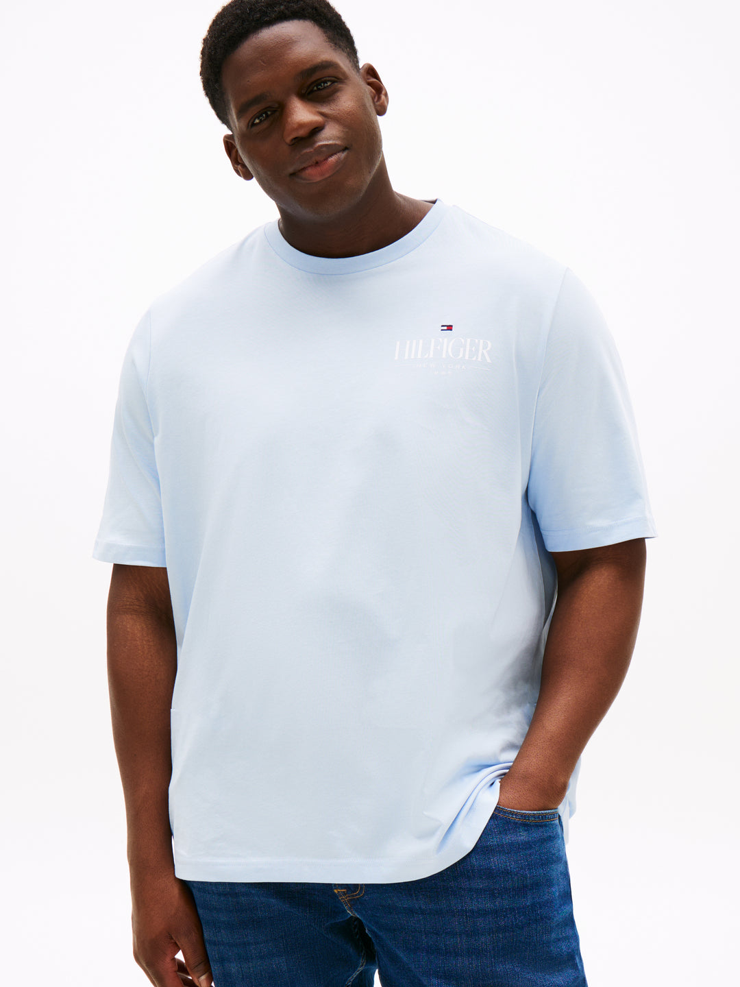 TH BT-HILFIGER STACK TEE - BREEZY BLUE