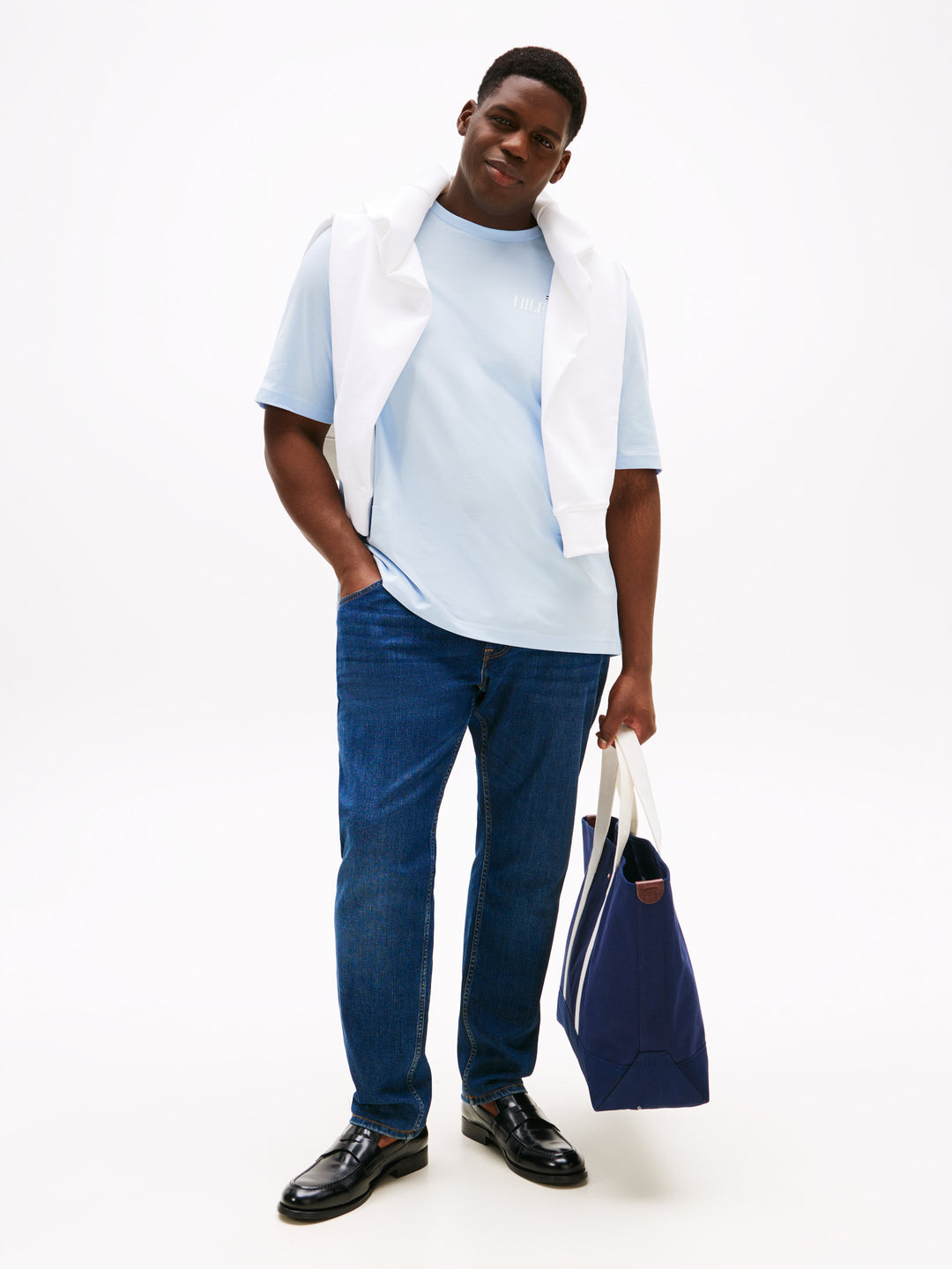 TH BT-HILFIGER STACK TEE - BREEZY BLUE