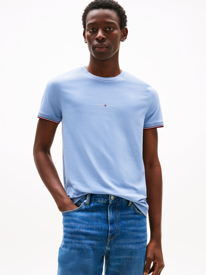 TH TOMMY LOGO TIPPED TEE - BRISK BLUE