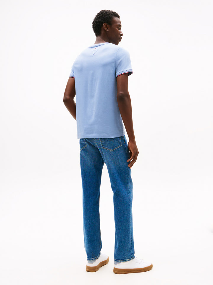 TH TOMMY LOGO TIPPED TEE - BRISK BLUE