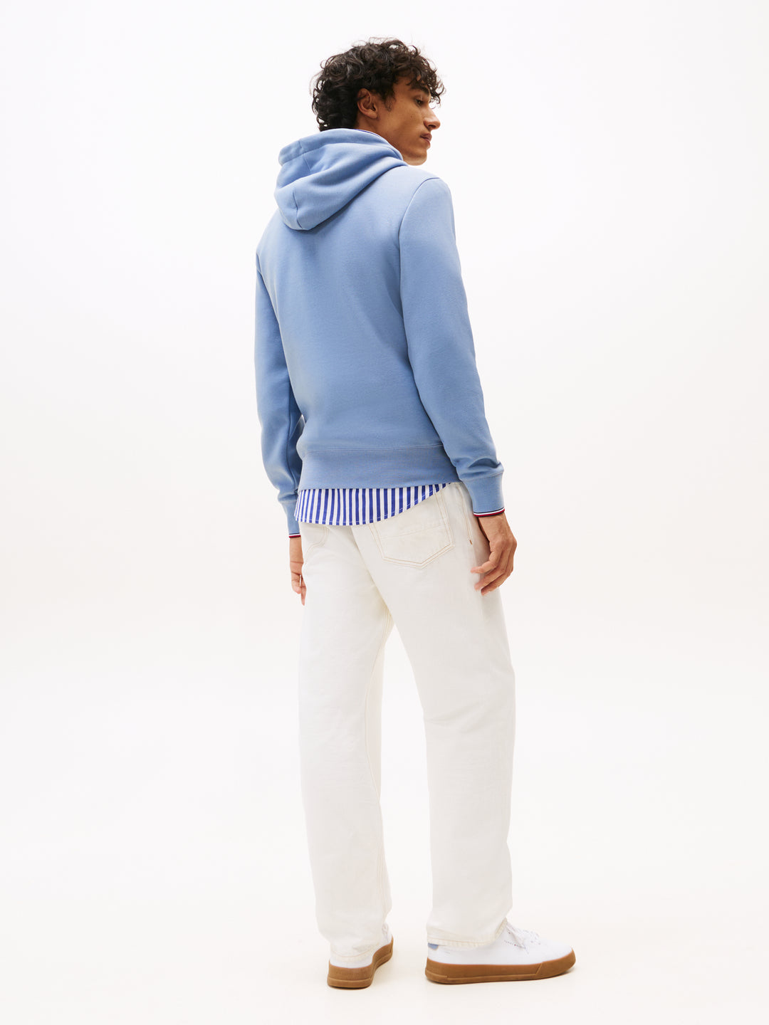 TH TOMMY LOGO TIPPED HOODY - BRISK BLUE