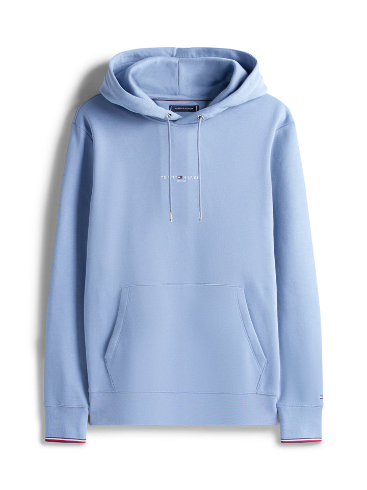 TH TOMMY LOGO TIPPED HOODY - BRISK BLUE