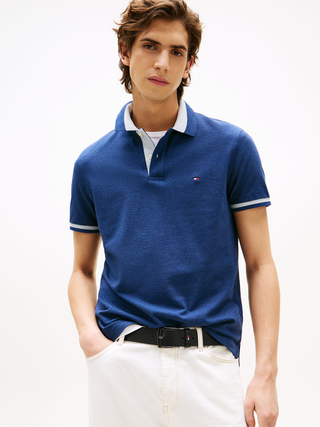 TH CONTRAST COLLAR REG POLO - PREPPY NAVY