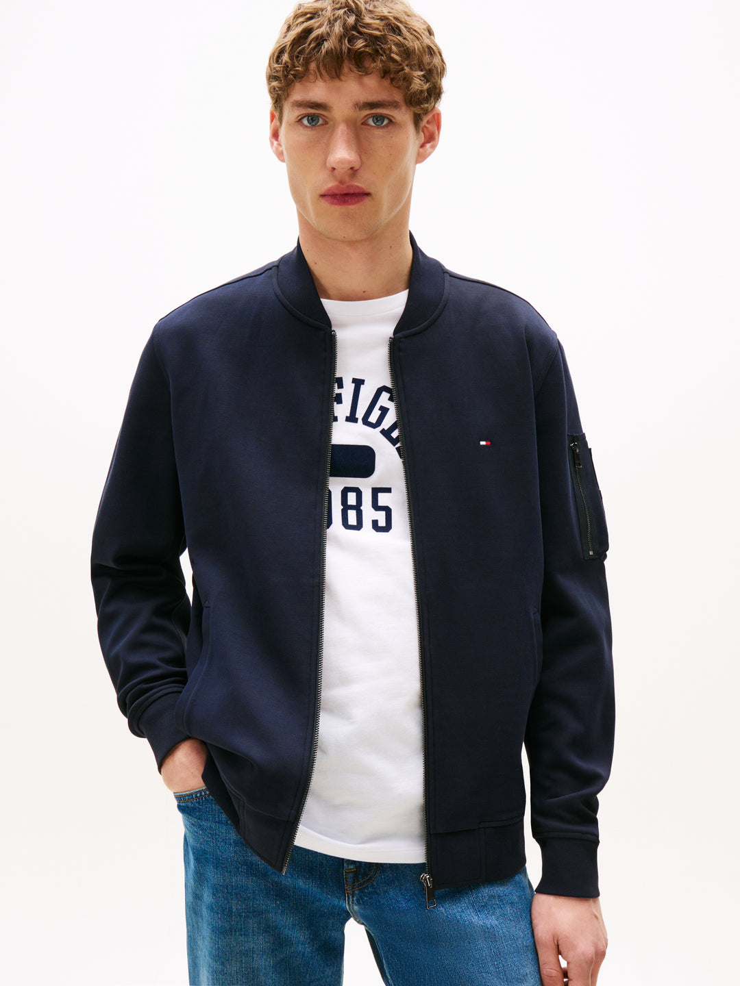 TH ESS INTECHNO BASEBALL JACKET - NAVY