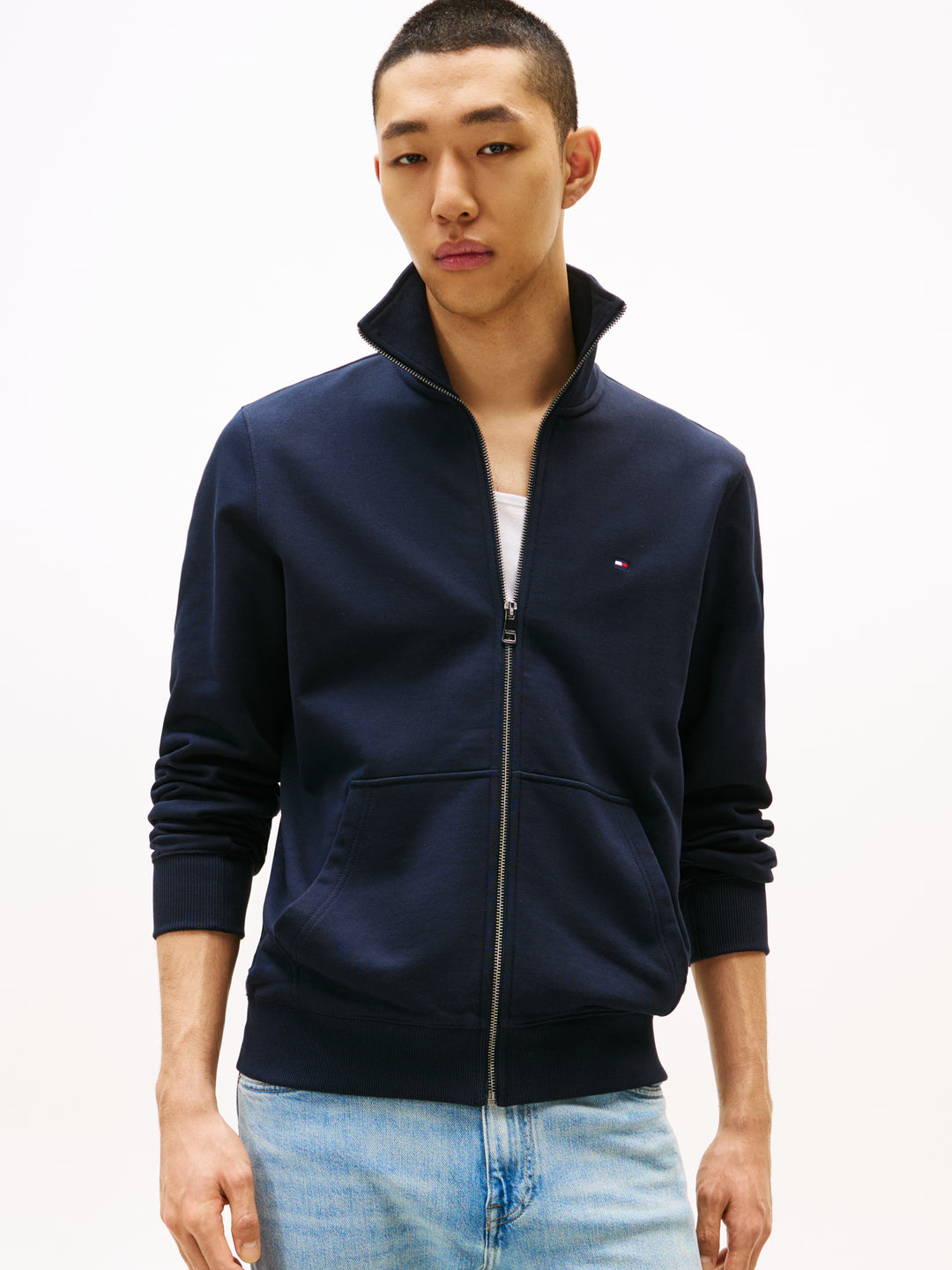 TH ESSENTIAL TERRY ZT STAND COLLAR NAVY