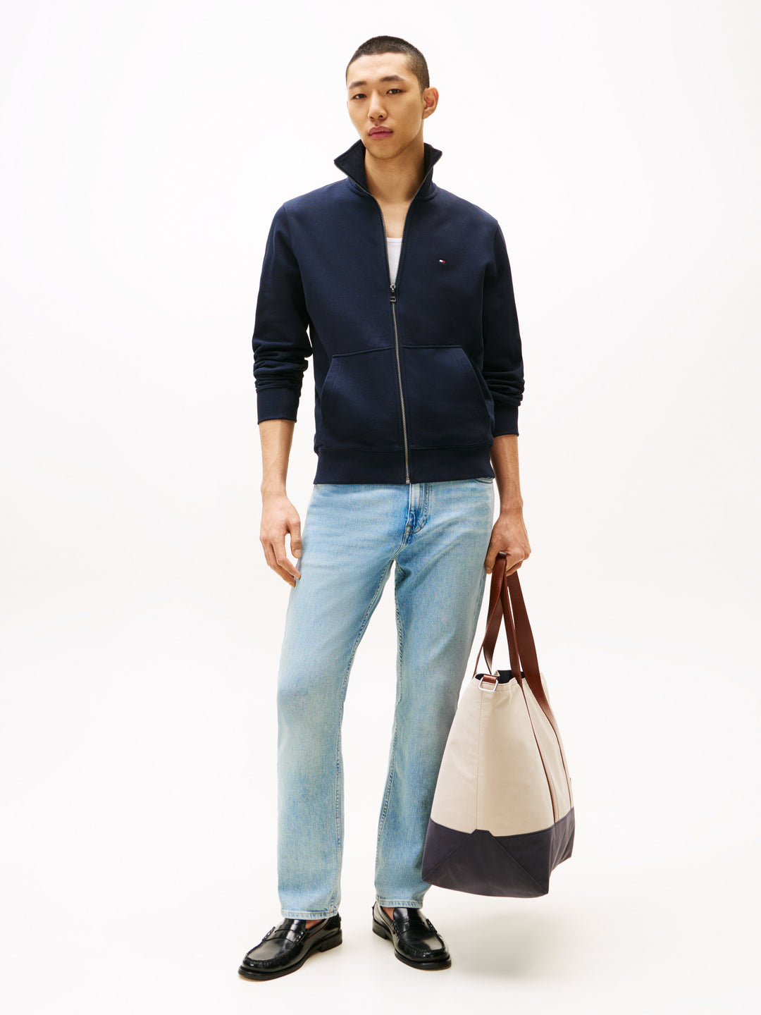TH ESSENTIAL TERRY ZT STAND COLLAR NAVY