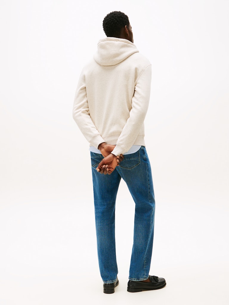 TOMMY HILFIGER TOMMY LOGO HOODY - HTR OATMILK
