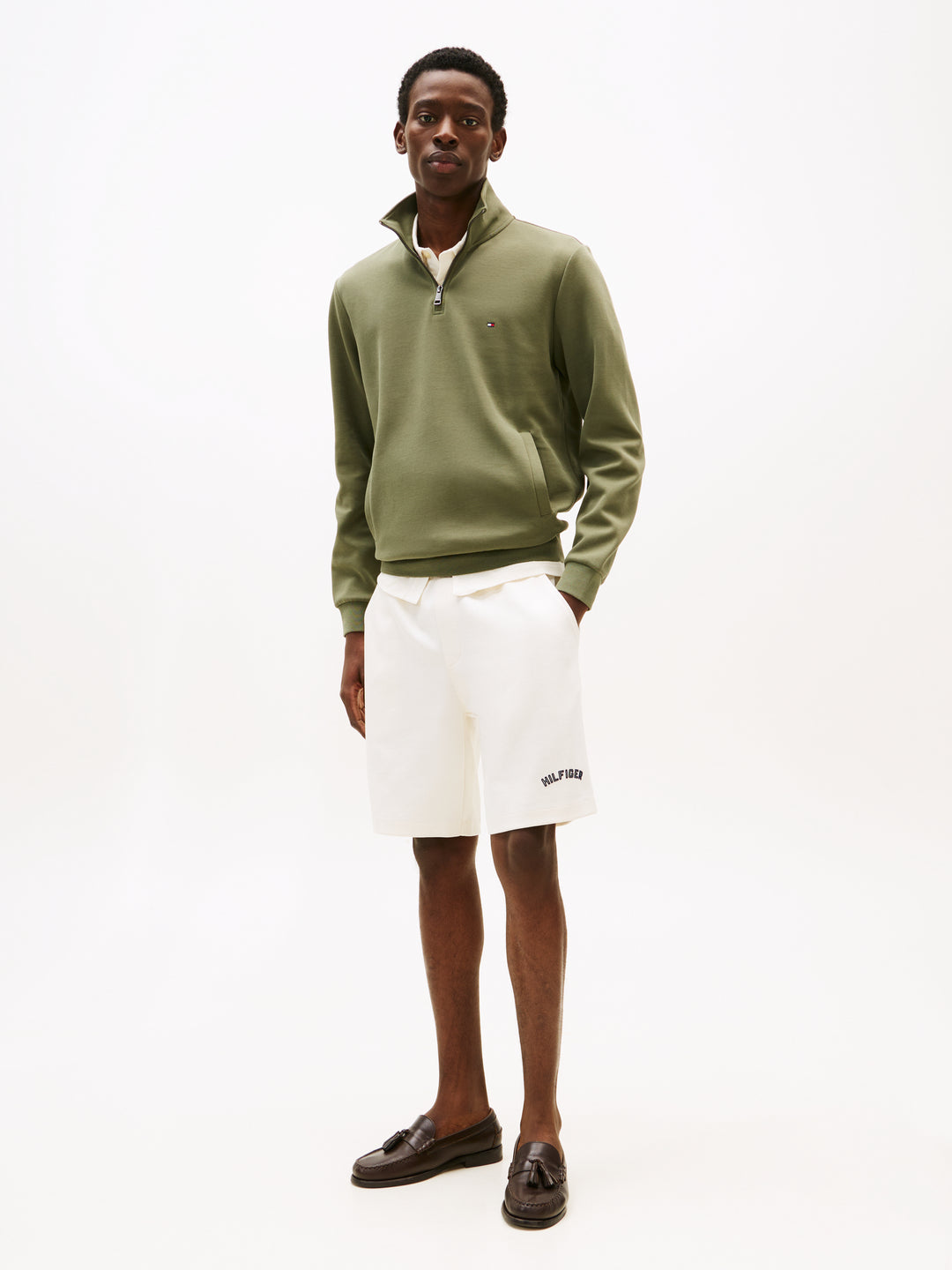 TH ESSENTIAL INTECHNO 1/4 ZIP - BATTLE GREEN