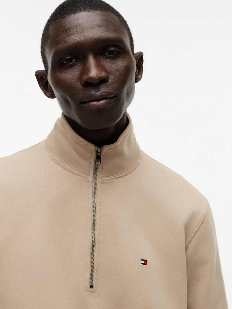 TOMMY HILFIGER ESS TERRY NEW 1/4 ZIP - BEIGE
