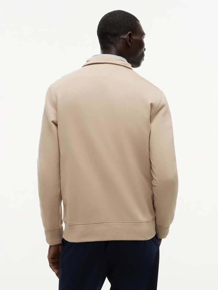 TOMMY HILFIGER ESS TERRY NEW 1/4 ZIP - BEIGE