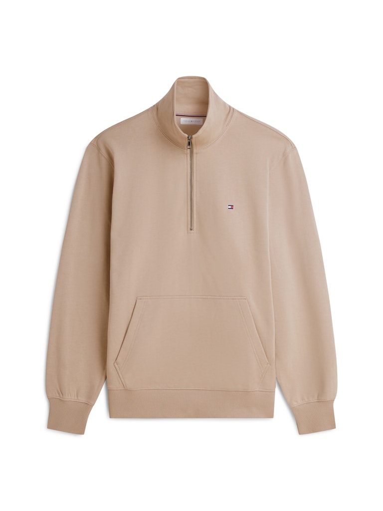 TOMMY HILFIGER ESS TERRY NEW 1/4 ZIP - BEIGE