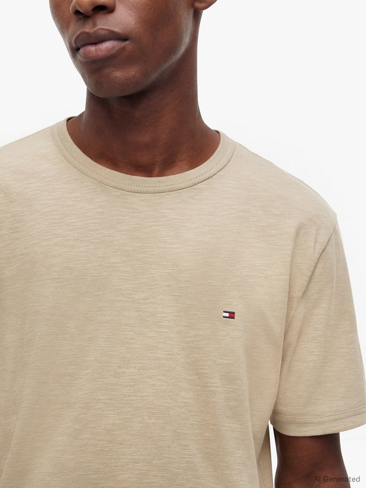 TOMMY HILFIGER SEASONAL ESS SLUB REGULAR TEE - BEIGE