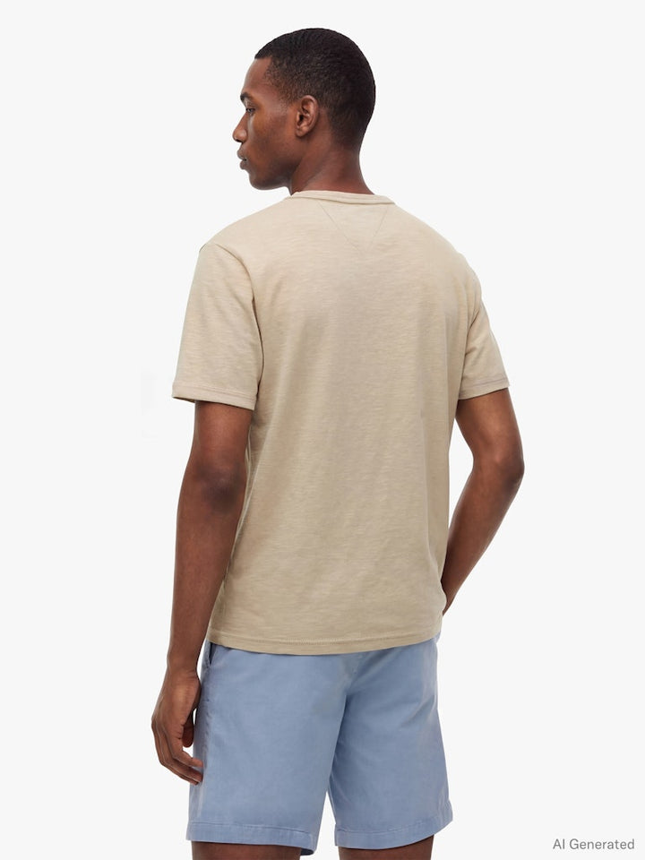TOMMY HILFIGER SEASONAL ESS SLUB REGULAR TEE - BEIGE