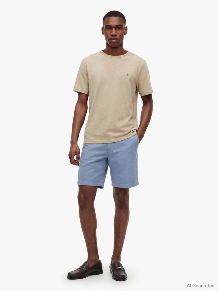 TOMMY HILFIGER SEASONAL ESS SLUB REGULAR TEE - BEIGE