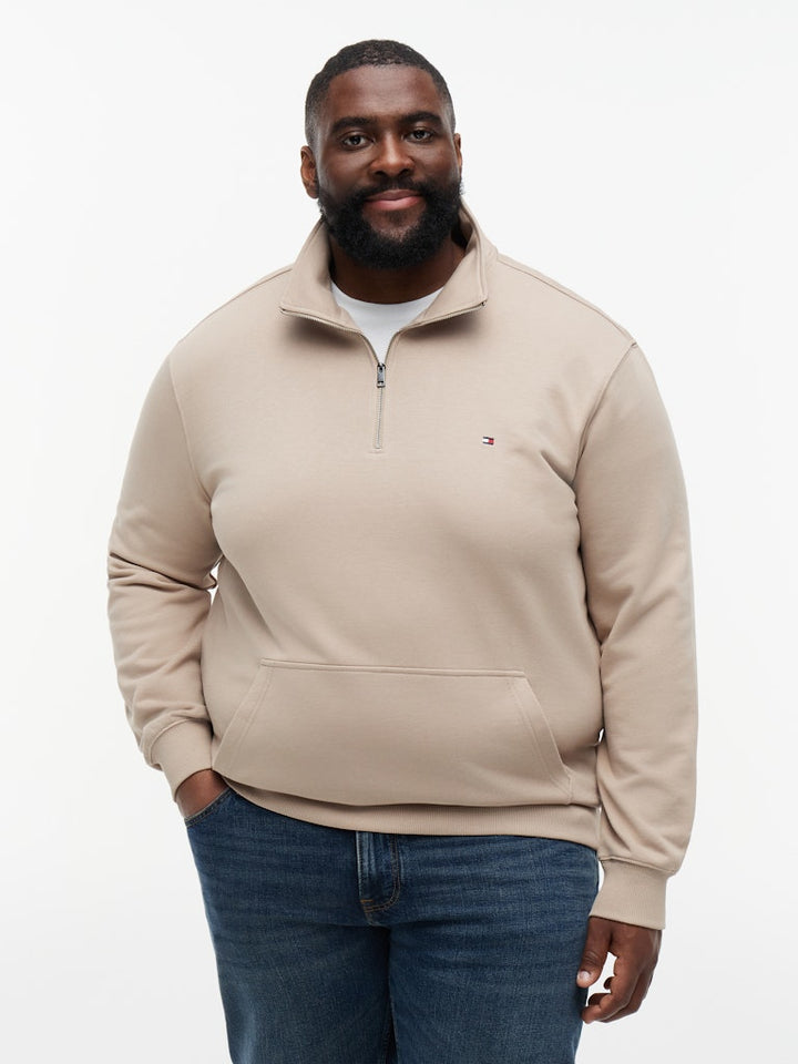TOMMY HILFIGER BT-ESS TERRY NEW 1/4 ZIP - BEIGE
