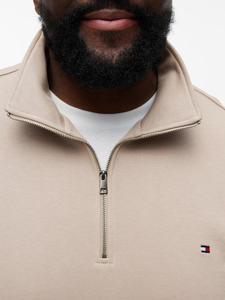 TOMMY HILFIGER BT-ESS TERRY NEW 1/4 ZIP - BEIGE