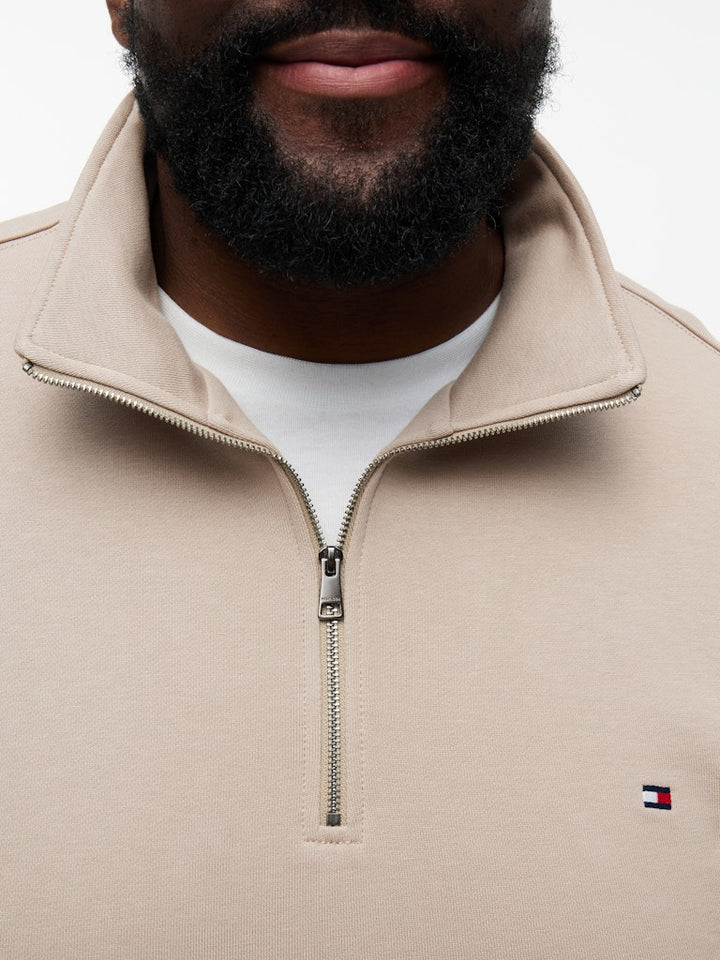 TOMMY HILFIGER BT-ESS TERRY NEW 1/4 ZIP - BEIGE